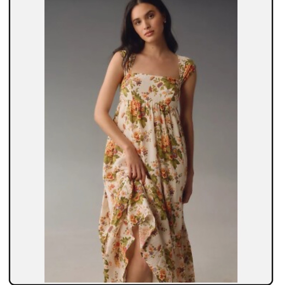 By Anthropologie Sleeveless Square-Neck Maxi Dress Size S